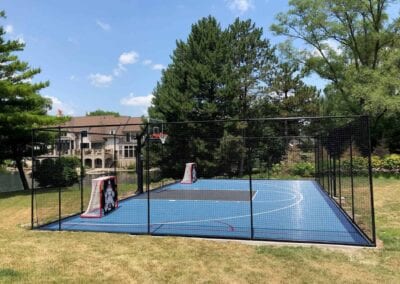 blue backyard basketball court