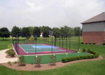 backyard basketball court and putting green