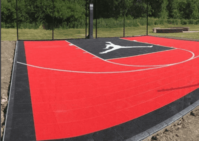 red black backyard court
