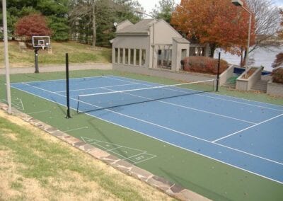 Backyard Tennis Court and shuffleboard