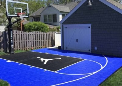 blue black basketball court