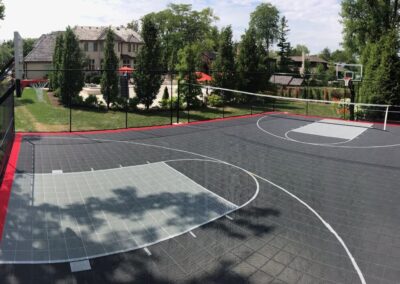 full size basketball court in backyard